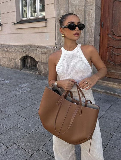 Izola Vintage Eleganz | Geräumige Leder Tote Bag für Damen