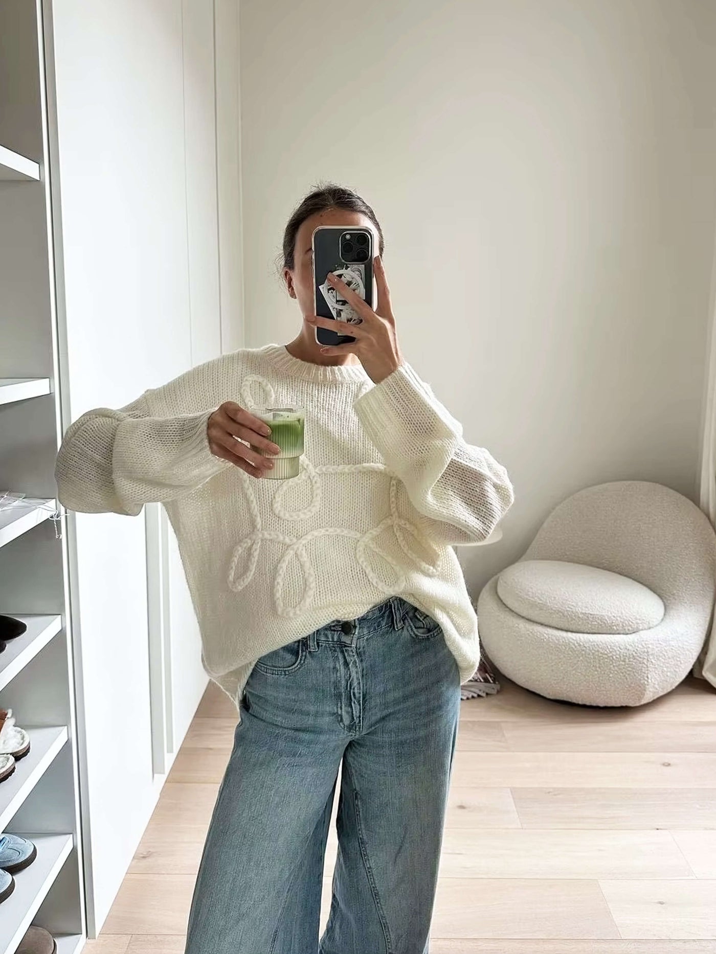 Sienna | Übergroßer Strickpullover Damen Rundhalsausschnitt