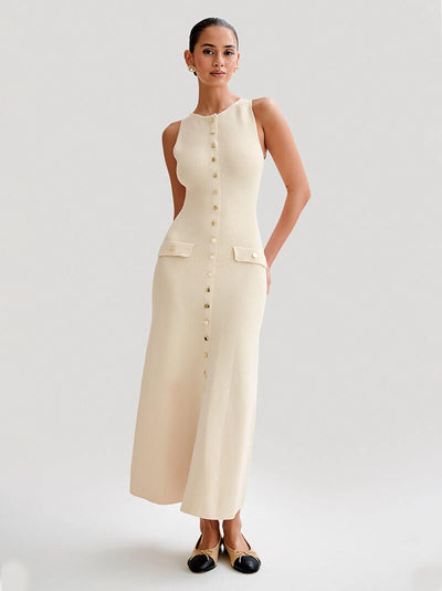 Criselda - Ärmelloses Maxikleid mit Knopfverschluss