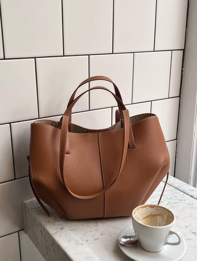 Izola Vintage Eleganz | Geräumige Leder Tote Bag für Damen