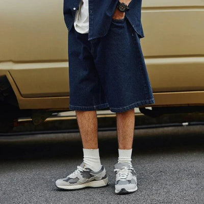 Herren Klassisch Lose Jeansstoff Kurze Hosen