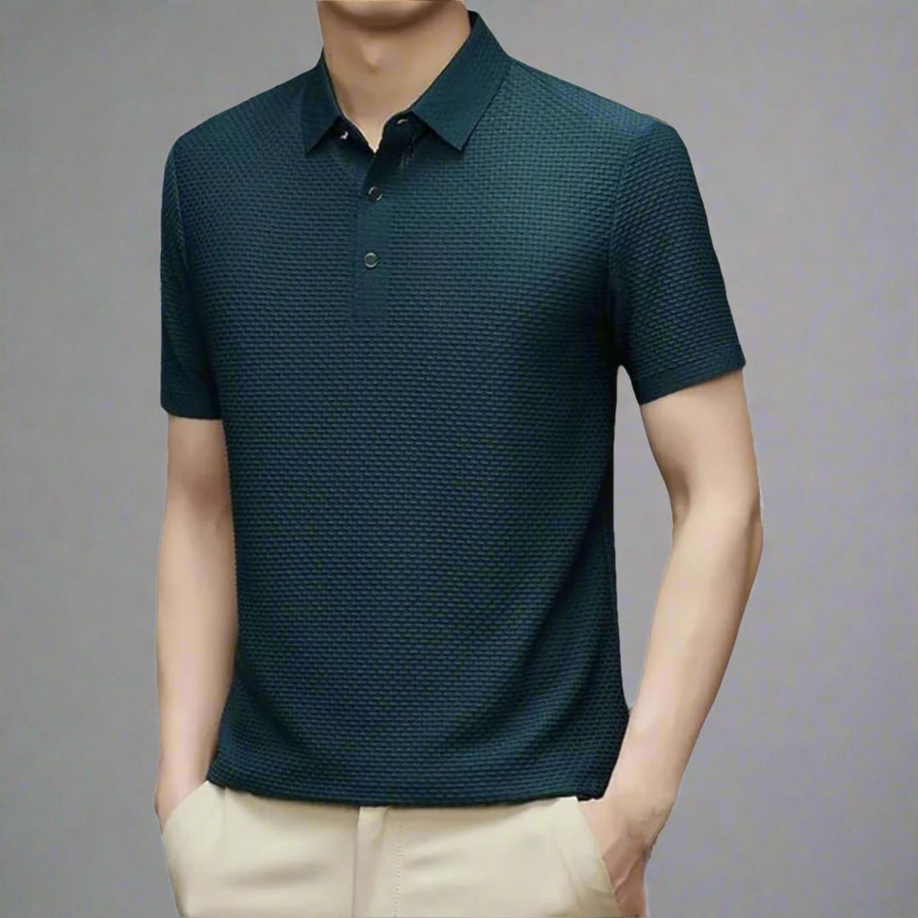 HUGOS Polo Shirt | Atmungsaktives Herren Poloshirt Kurzarm | Sommer Mesh Polo Hemd