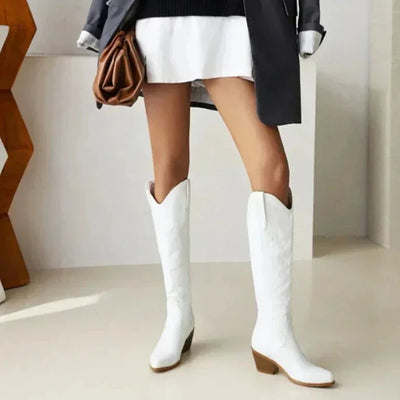 Diane Stiefel | Stilvolle lange Lederstiefel im Westernstil für Damen