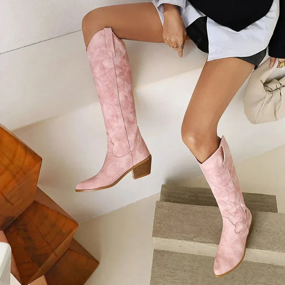 Diane Stiefel | Stilvolle lange Lederstiefel im Westernstil für Damen