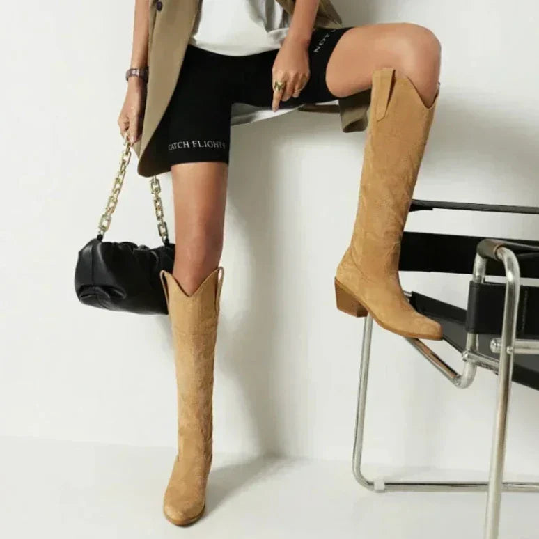 Diane Stiefel | Stilvolle lange Lederstiefel im Westernstil für Damen