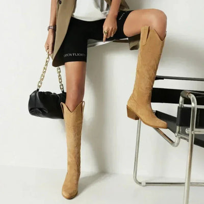 Diane Stiefel | Stilvolle lange Lederstiefel im Westernstil für Damen