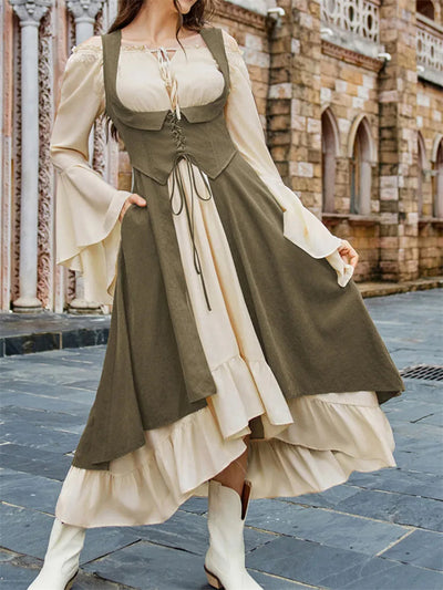 Renaissance Costume U-Neck High-Lo Overdress Tank