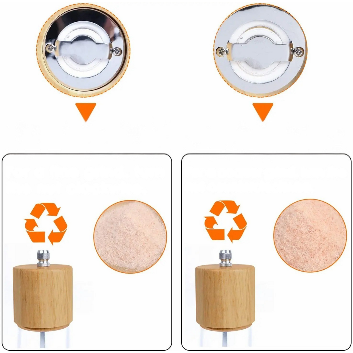 Pfeffer- und Salzmühlen im 2er-Set – Aus Holz mit Sichtfenster und Reinigungsbürste