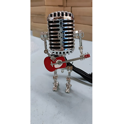Roboter Tischlampe mit Gitarre – LED-Deko im Vintage-Stil für Schreibtisch