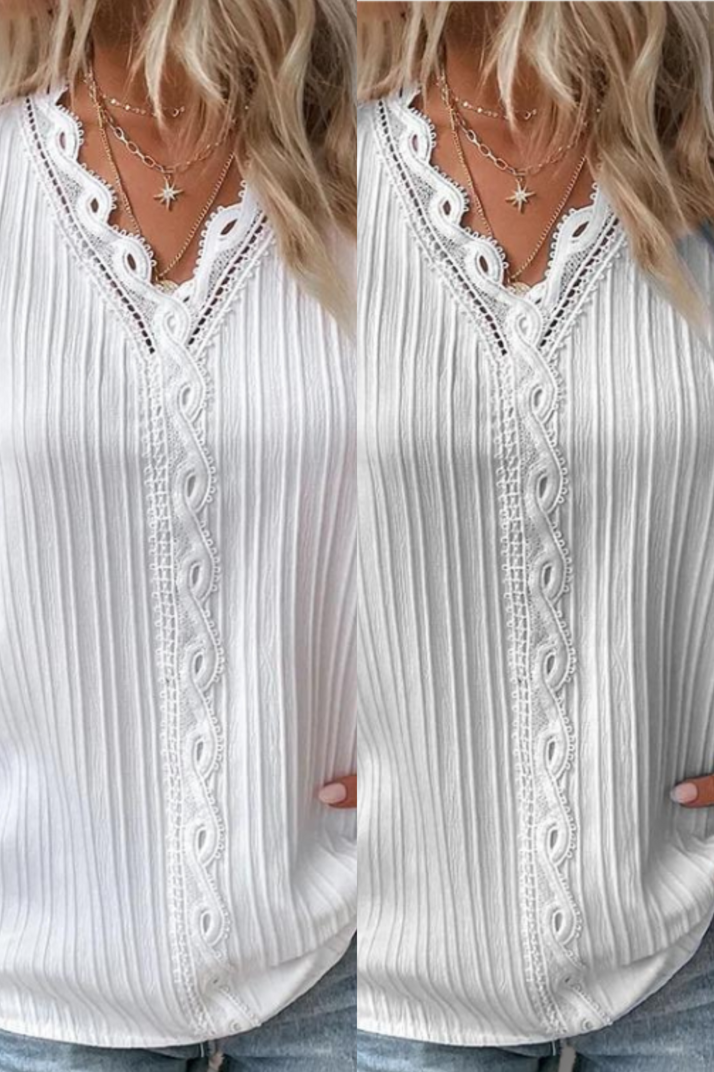 Heidi-Mode | Stilvolles V-Ausschnitt Spitzenoberteil