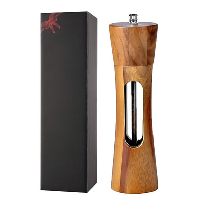 Manuelle Salz- und Pfeffermühlen – Holzdesign mit Acrylfenster | Set mit 2 Mühlen