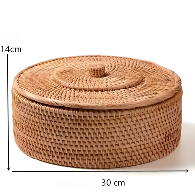 RusticBreeze Basket - Handgefertigte Rattan Aufbewahrungsbox mit Deckel