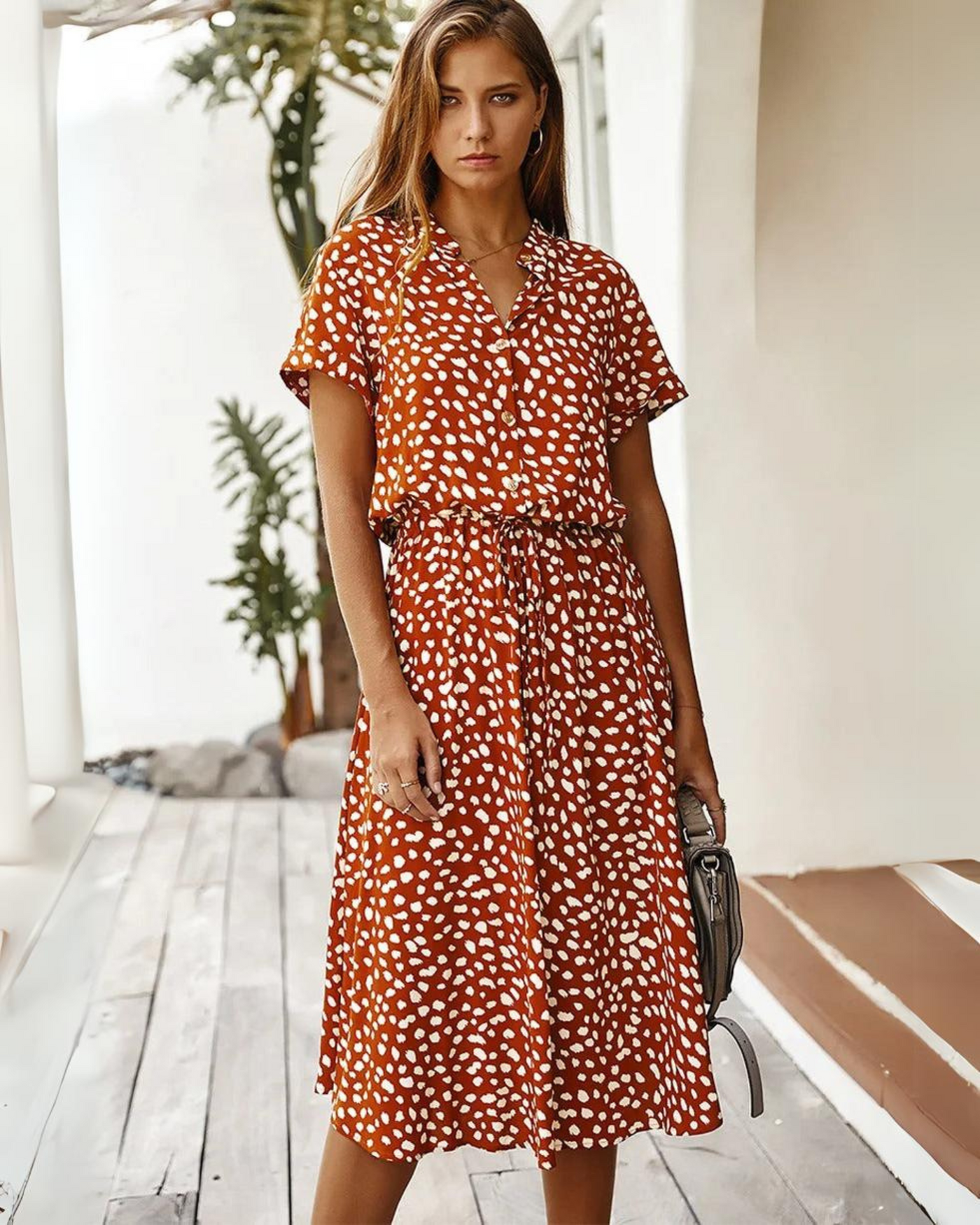 Heidi-Mode | Vintage Gedrucktes Midi Kleid