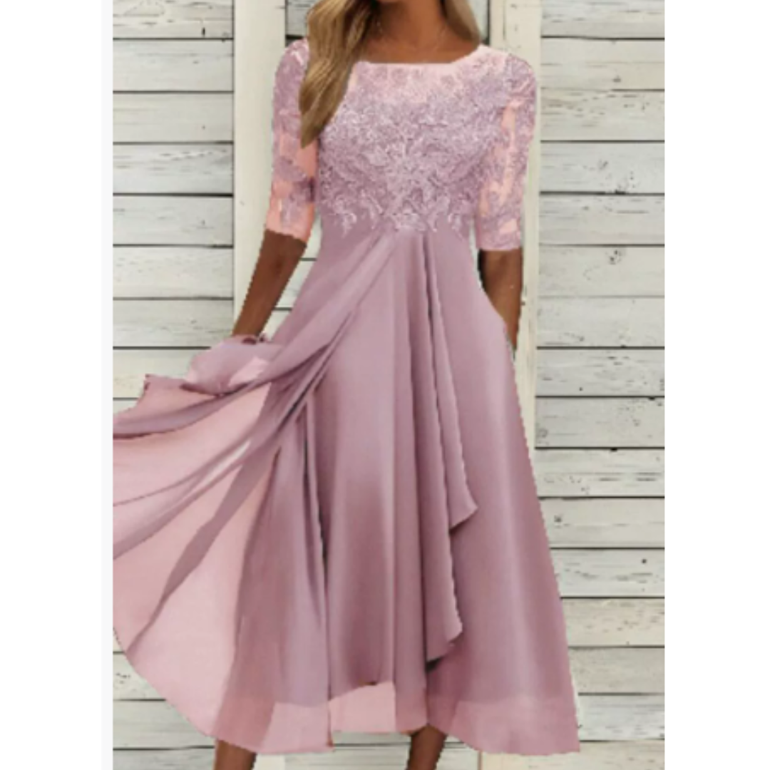 Damen 3/4 Ärmel Rundhalsausschnitt Kleid | Mini