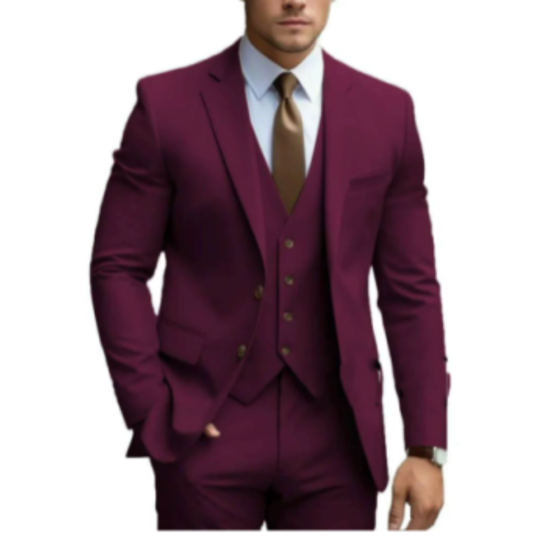 Herren Formell Hochzeitsgast Anzug 3-teiliges Set | Schlanke Passform
