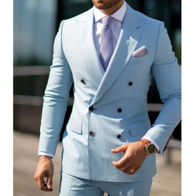 Herren Elegante Zweireihig Formell Hochzeitsgast Anzug Set | Zweiteiliges Set
