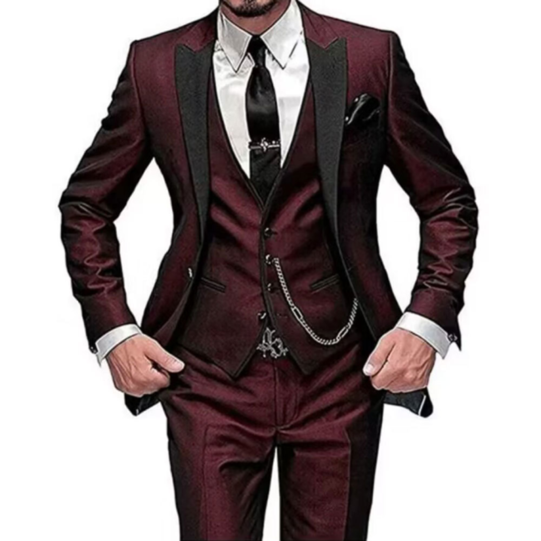 Herren Modern Slim Fit Dreiteiliges Anzug Set | Hochzeitsgast Anzug