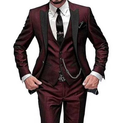 Herren Modern Slim Fit Dreiteiliges Anzug Set | Hochzeitsgast Anzug