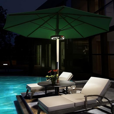 GlowShade Disc - Terrassen-Schirmleuchte mit 3 Helligkeitsmodi