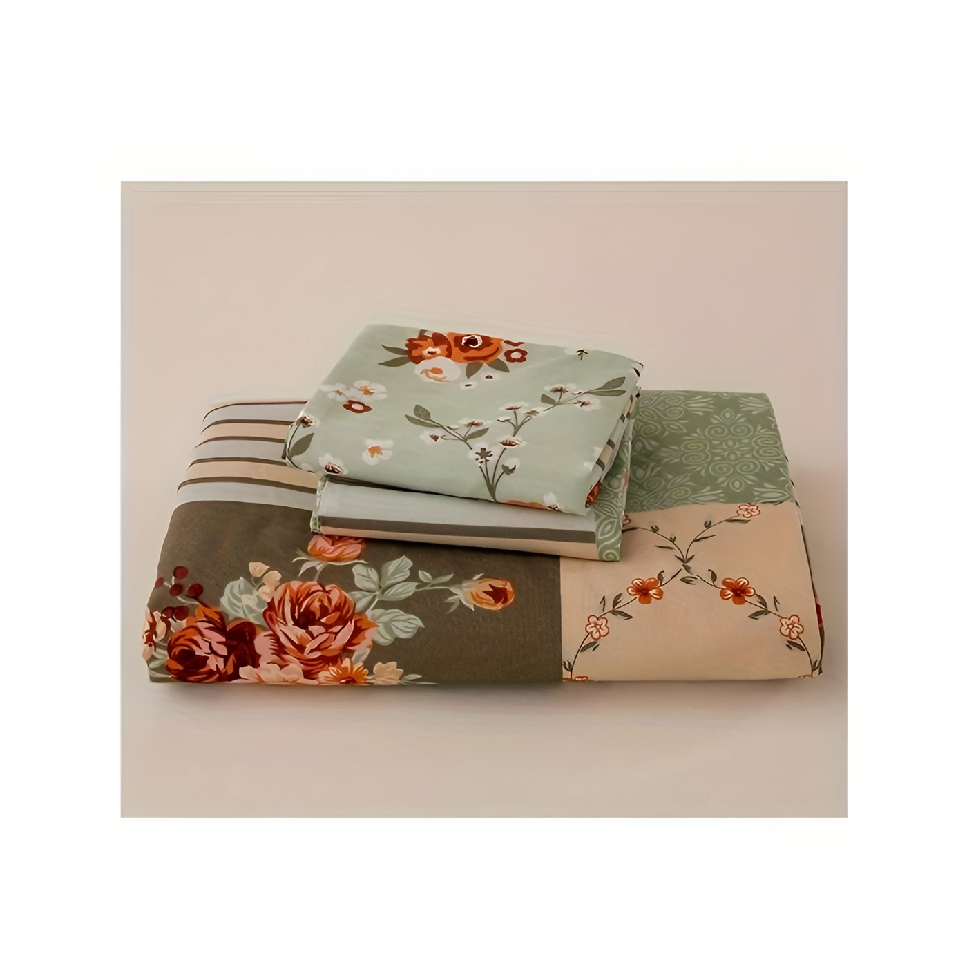 GeoBloom Duvet Set - Elegantes Floral & Geometrisches Bettbezugsset