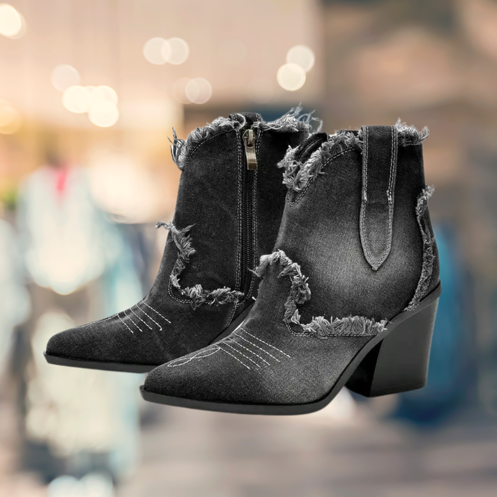 Heidi-Mode | Denim Stiefeletten mit Absatz