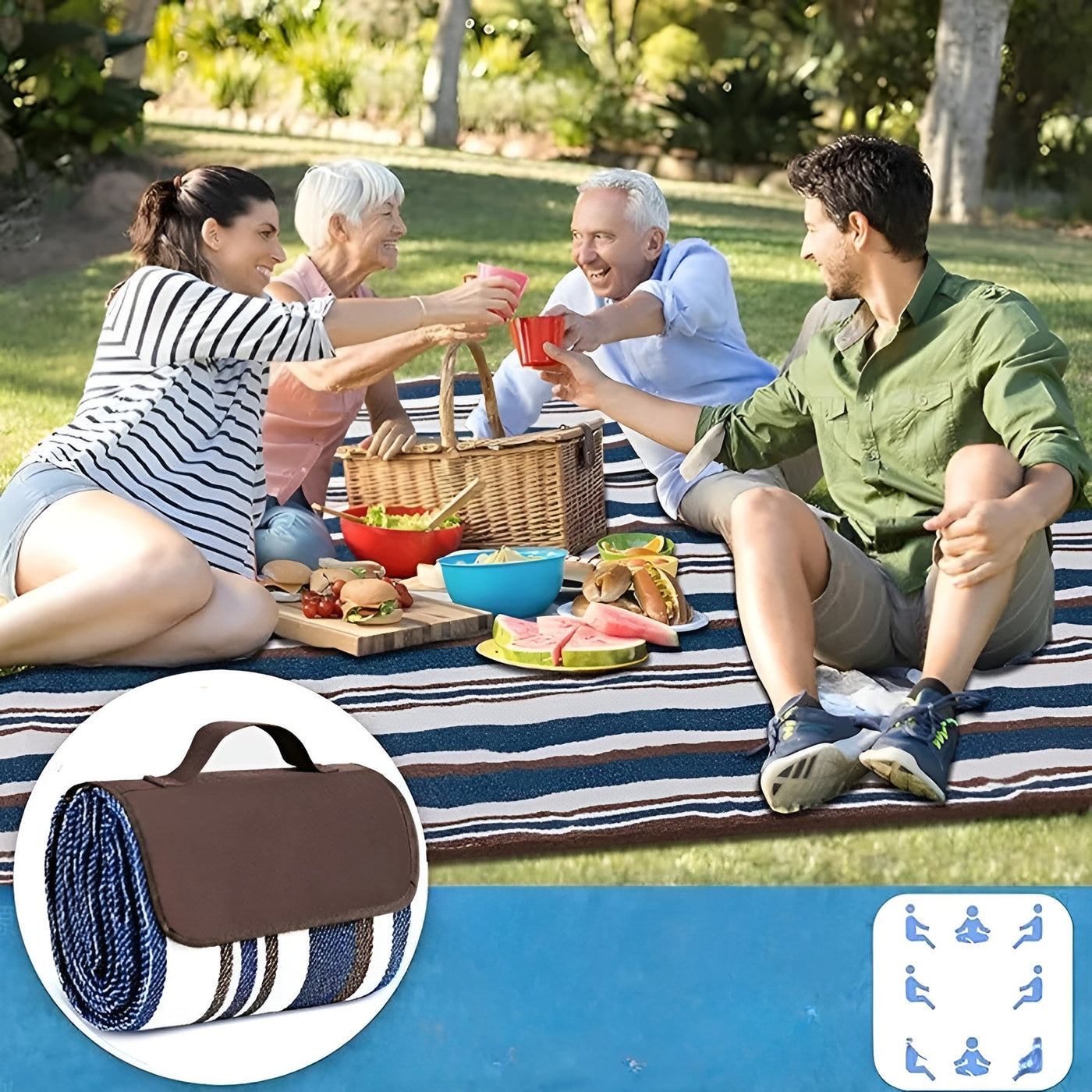 Außen-Decke für Picknicks und Strand –  Extra groß und kompakt | Für Frühling und Sommer