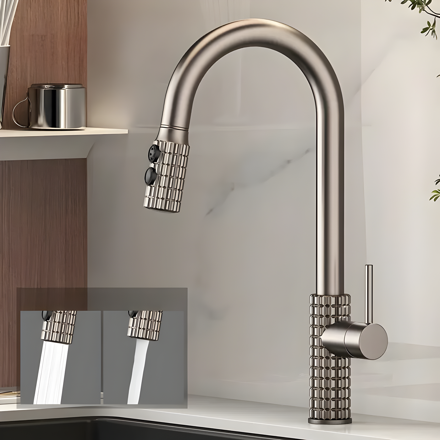QuintaFlow - Hoher Bogen Metall Küchenarmatur