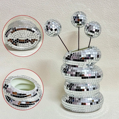 Glasvase mit Mosaik –Moderner Spiegelmosaik aus Glänzender Disco-Kugel-Effekt