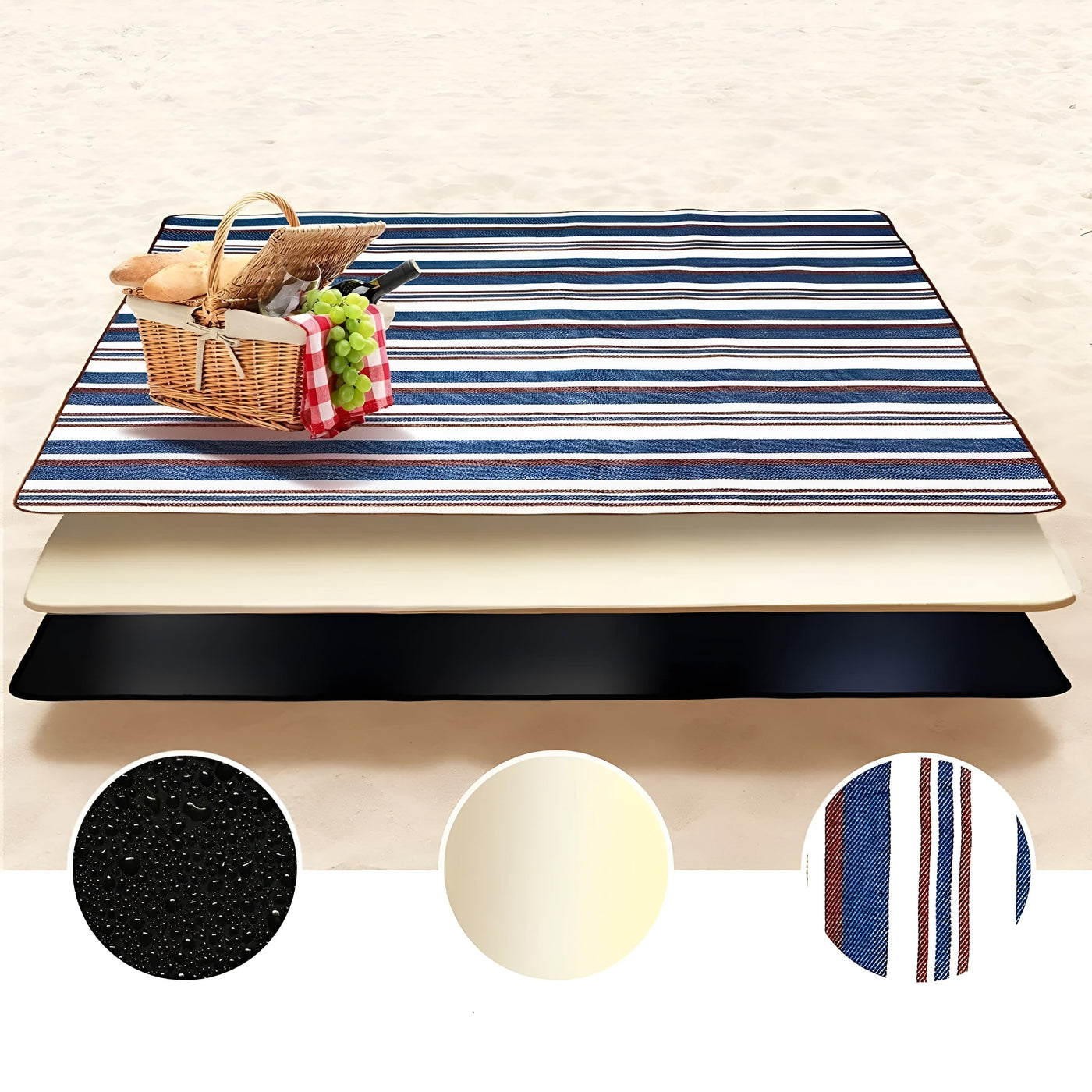 Außen-Decke für Picknicks und Strand –  Extra groß und kompakt | Für Frühling und Sommer