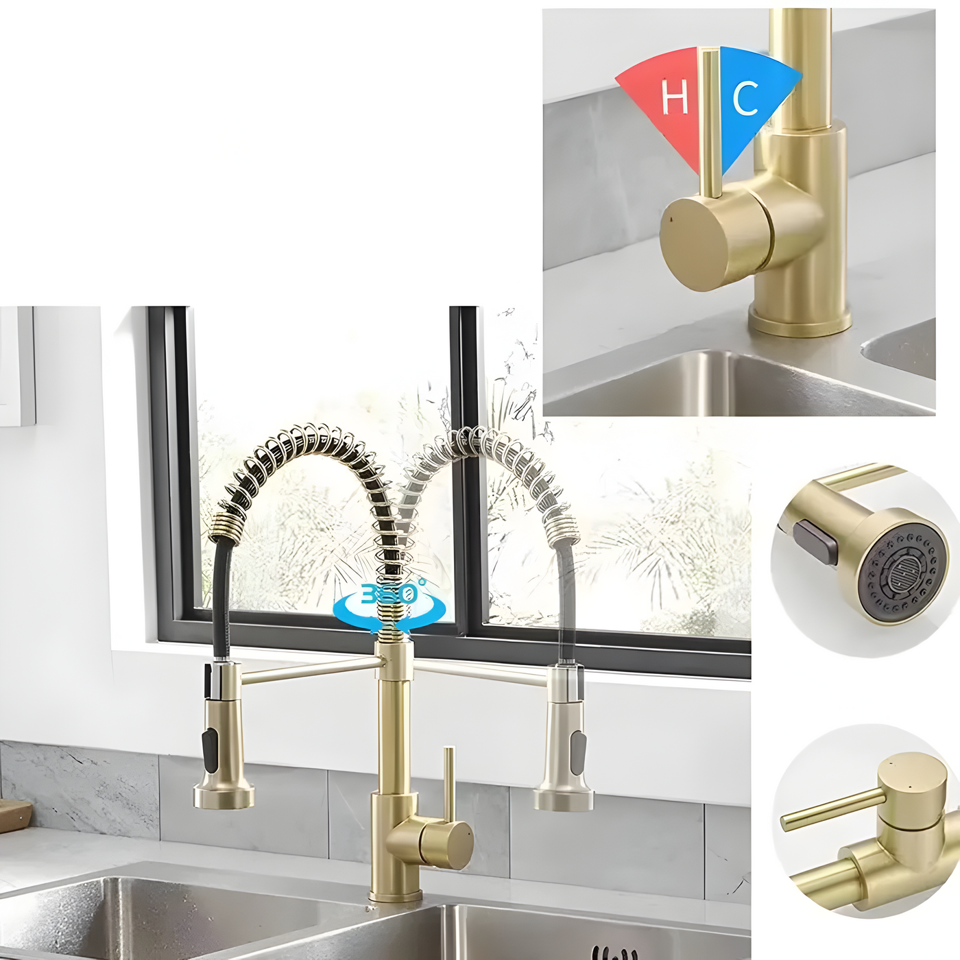 FlowNova - Multifunktionale Spültischarmatur (Gebürsteter Stahl)