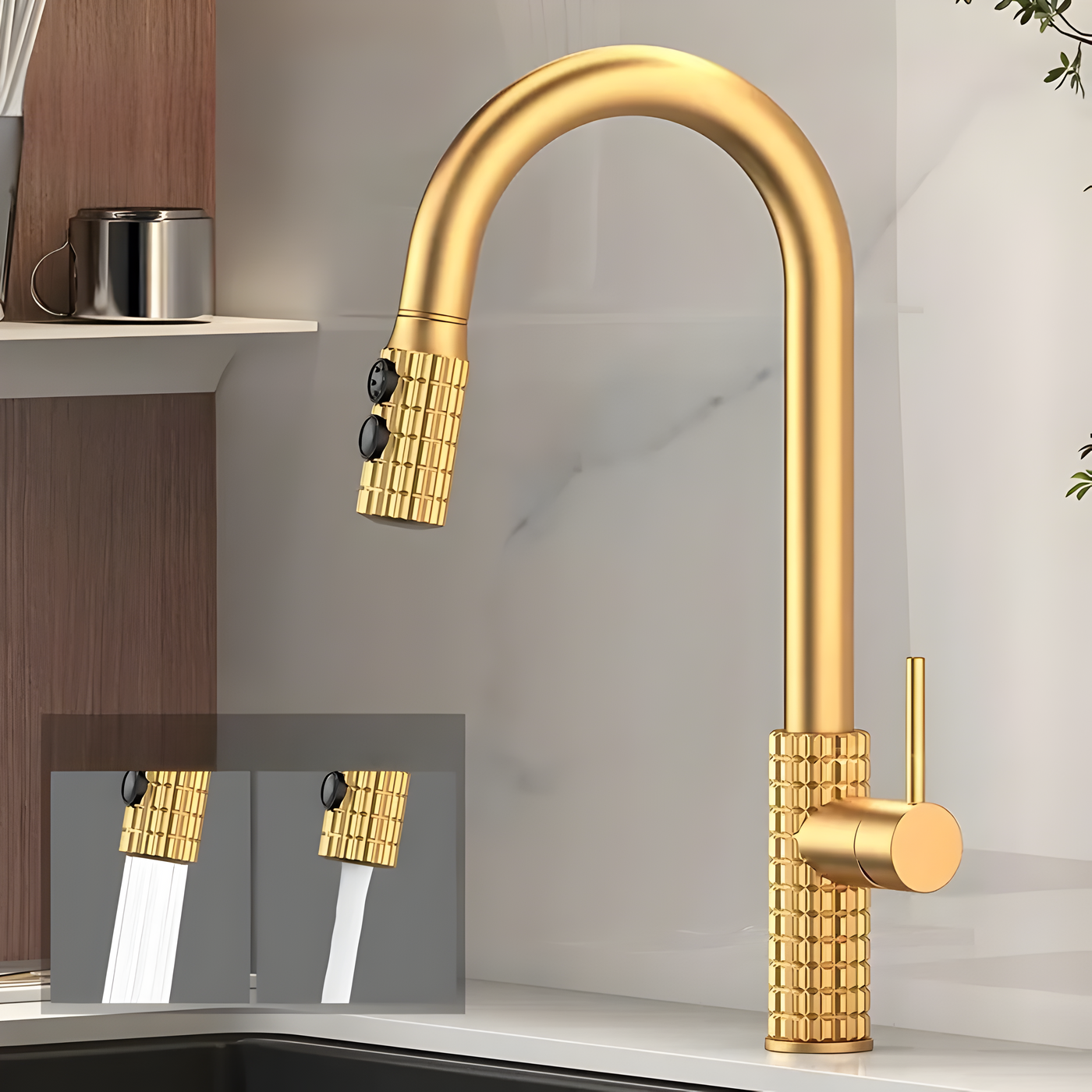 QuintaFlow - Hoher Bogen Metall Küchenarmatur