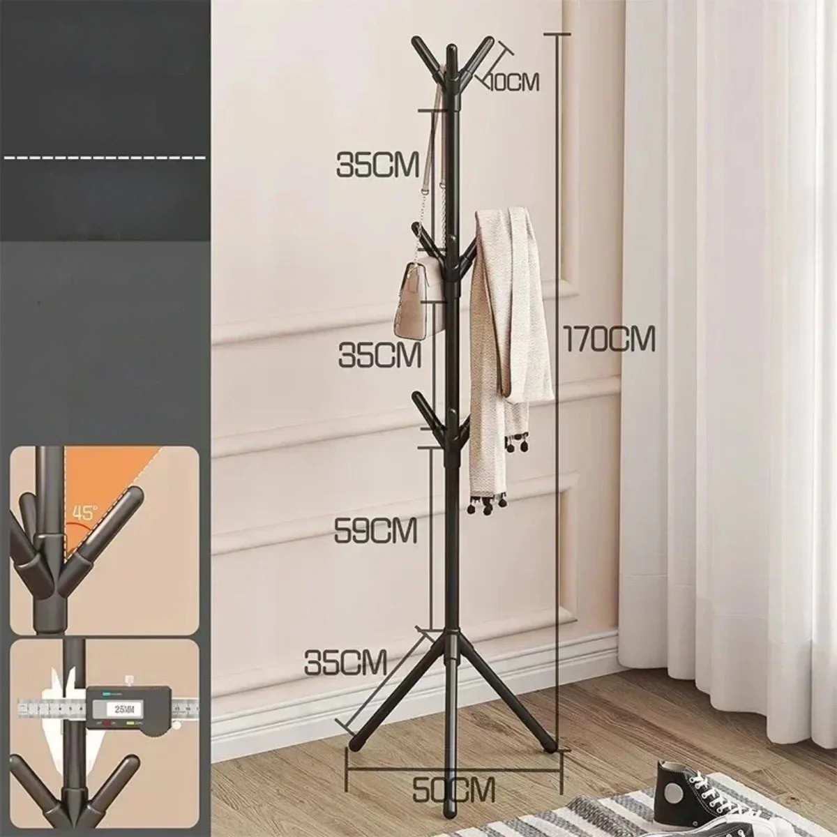 LeafRise Rack – Vertikaler Kleiderhaken in Baumzweig-Form