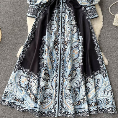 Petrin | Damen Kleid Mit Blumenmuster Gürtel