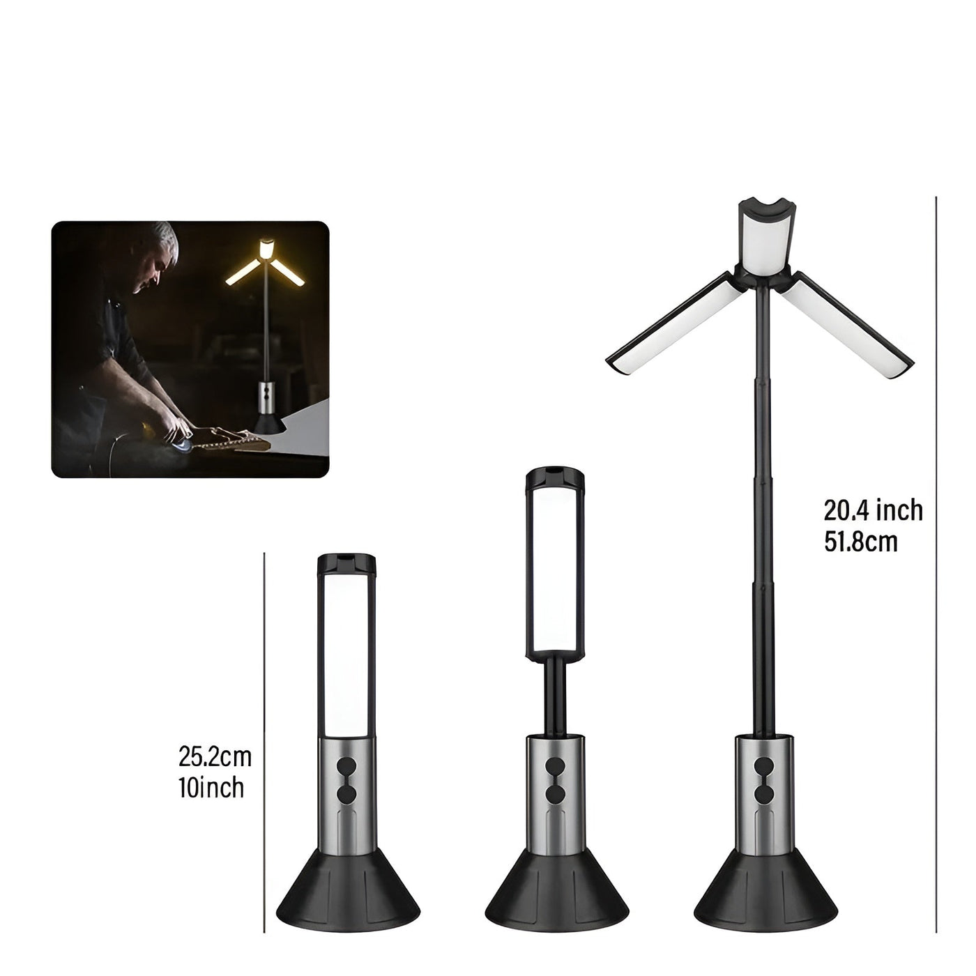 LED Campinglampe mit USB – Faltbar & Wiederaufladbar | 270° Schwenkarm & Mehrere Lichtmodi