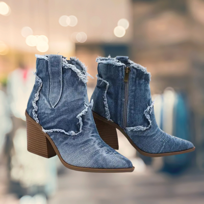 Heidi-Mode | Denim Stiefeletten mit Absatz