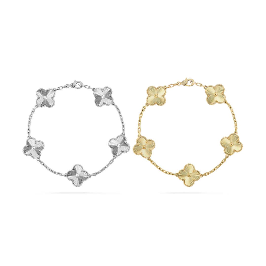 KLEEBLATT ARMBAND SET | GOLD SILBER