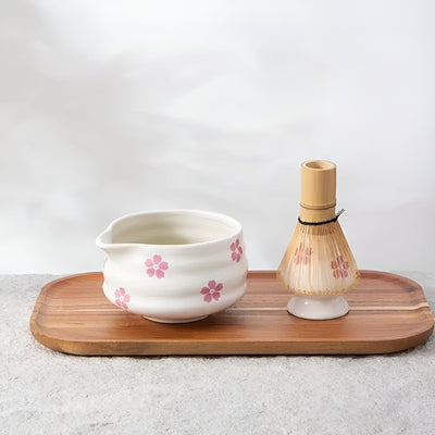 Matcha-Set mit 5 Teilen – Japanisches Teeservice mit Teeschale, Bambusbesen & Sieb