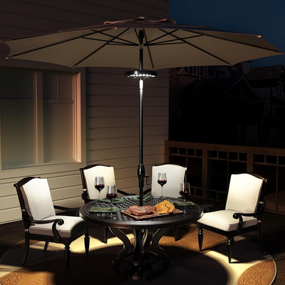 GlowShade Disc - Terrassen-Schirmleuchte mit 3 Helligkeitsmodi