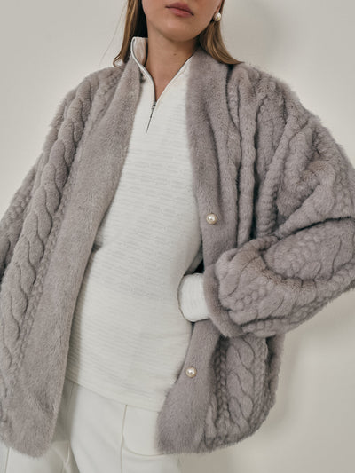 Cassiel | Vail Schicker Strickjacke-Mantel aus Pelz