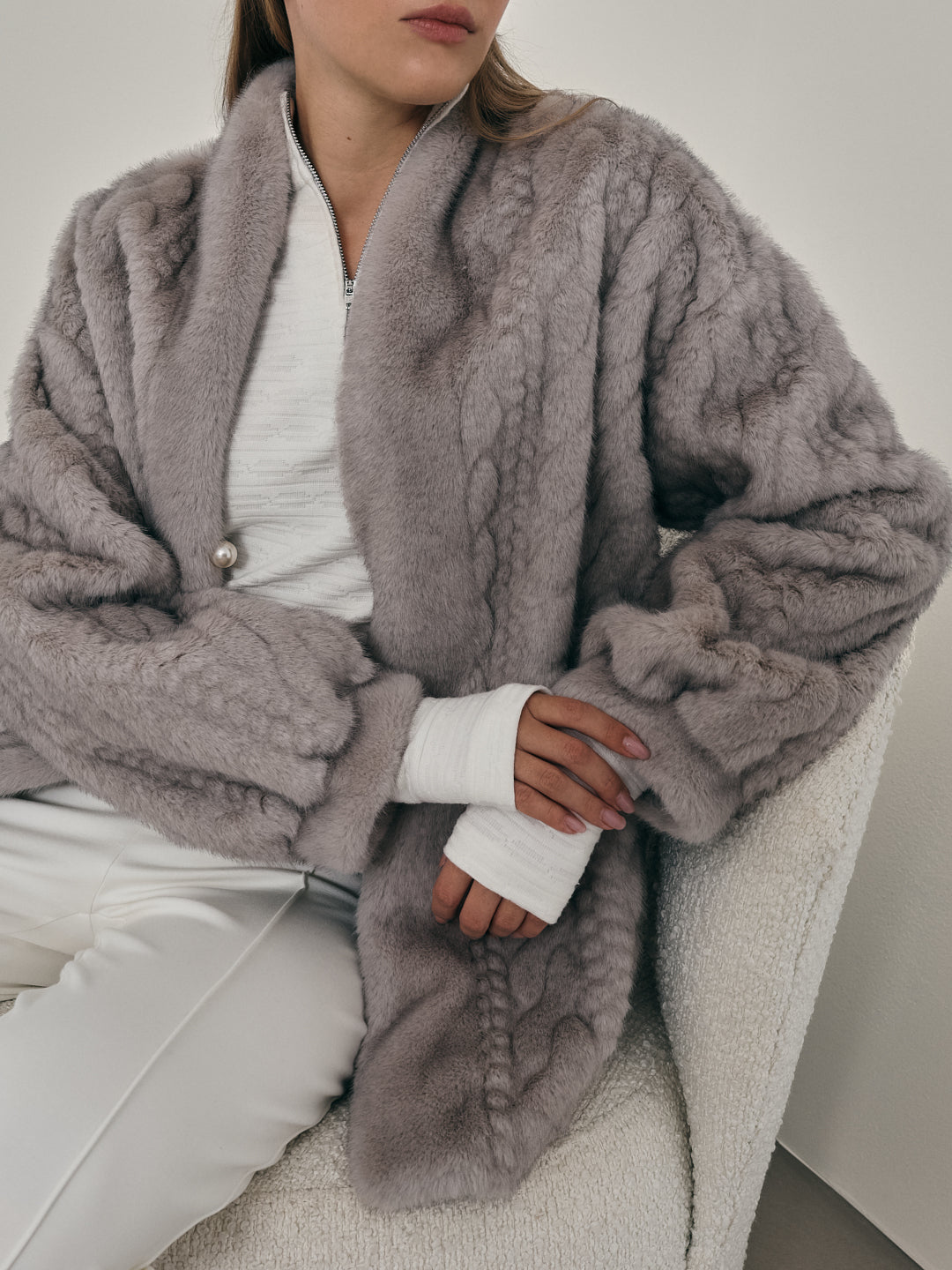 Cassiel | Vail Schicker Strickjacke-Mantel aus Pelz