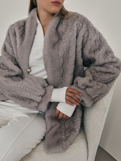 Cassiel | Vail Schicker Strickjacke-Mantel aus Pelz