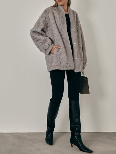 Cassiel | Vail Schicker Strickjacke-Mantel aus Pelz