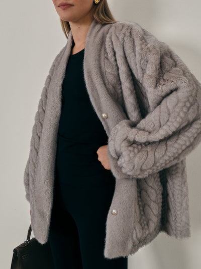 Cassiel | Vail Schicker Strickjacke-Mantel aus Pelz