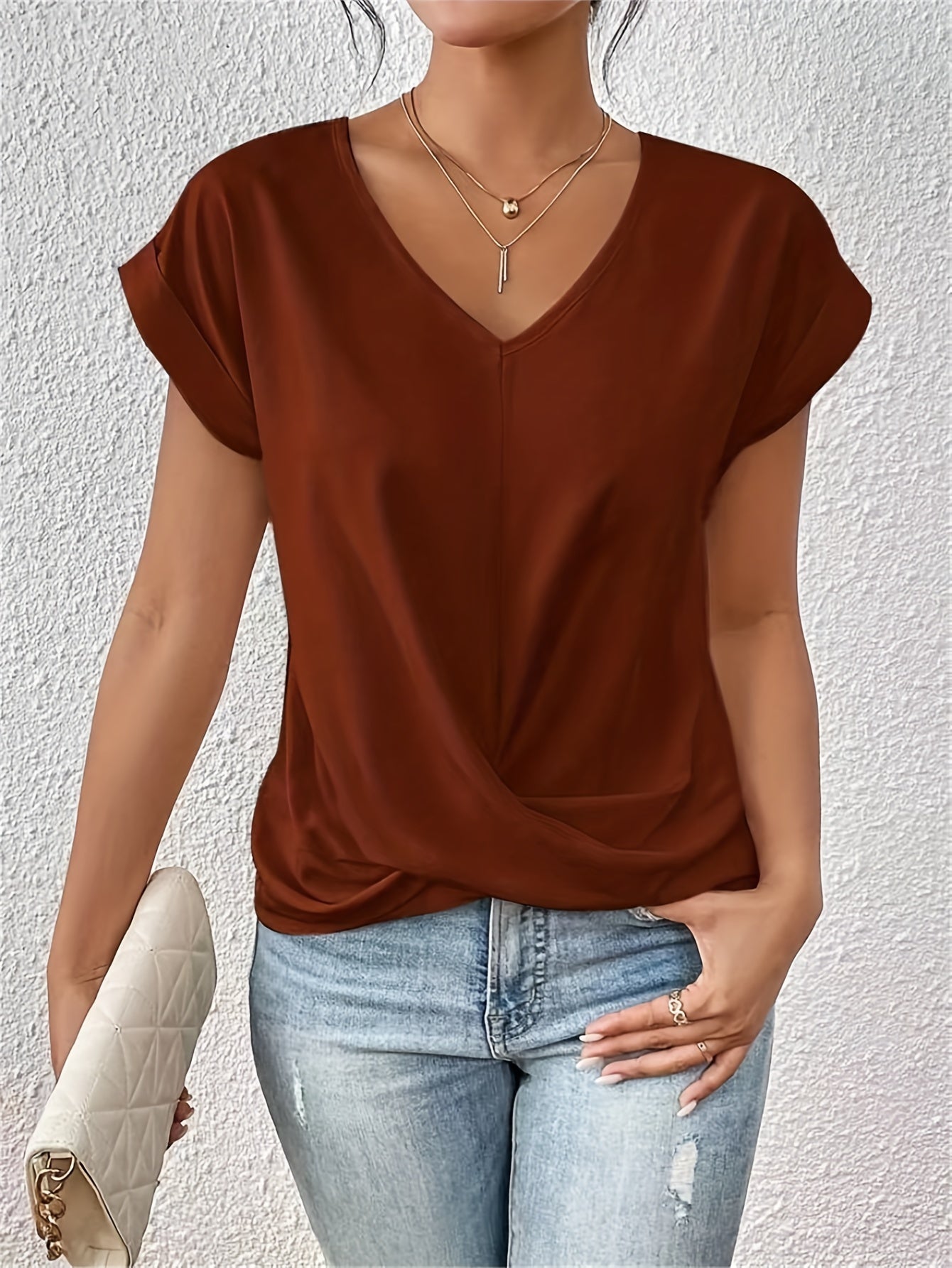 Tunika Shirt für Damen – Luftiges V-Ausschnitt Top für den Sommer