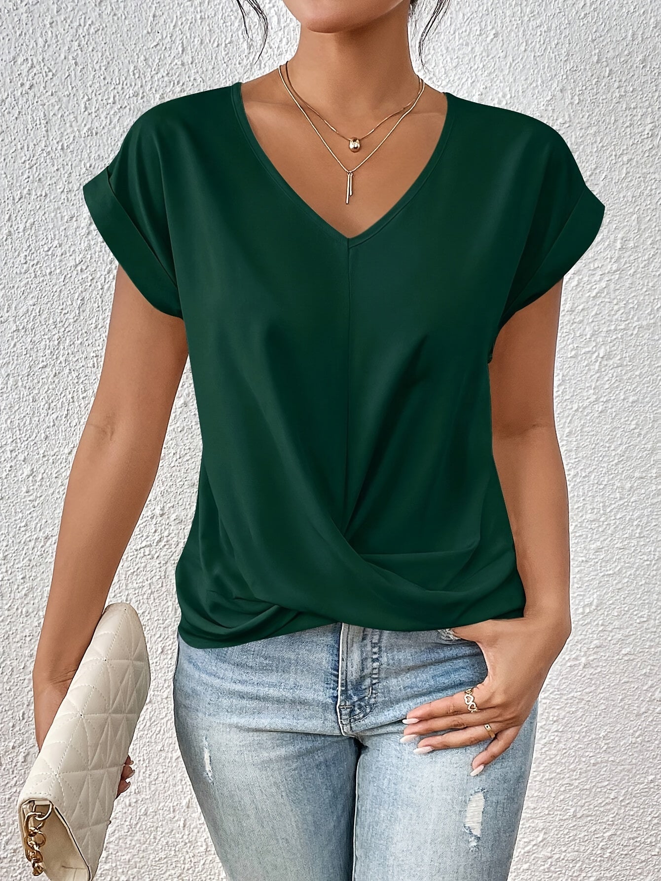 Tunika Shirt für Damen – Luftiges V-Ausschnitt Top für den Sommer