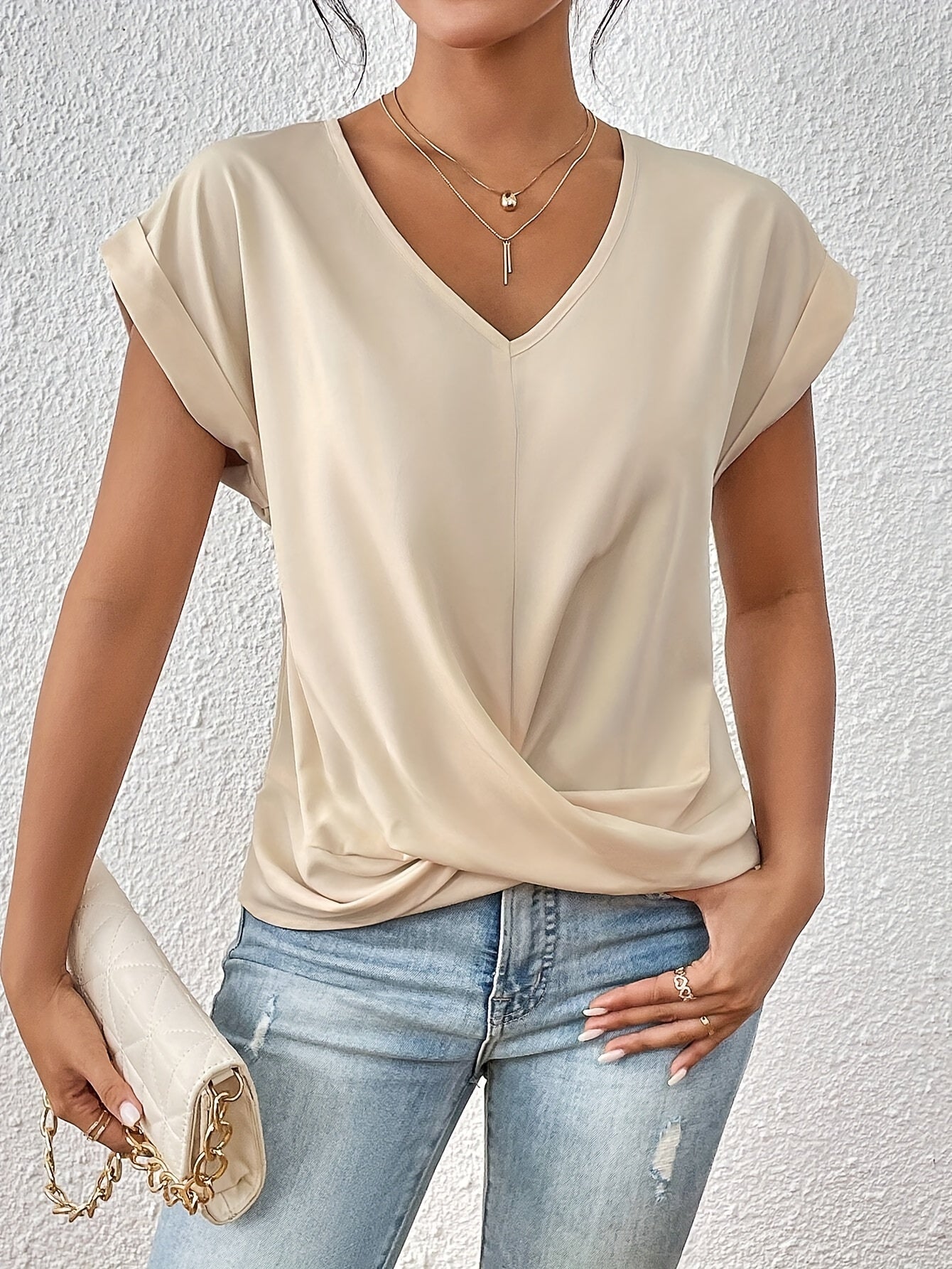 Tunika Shirt für Damen – Luftiges V-Ausschnitt Top für den Sommer