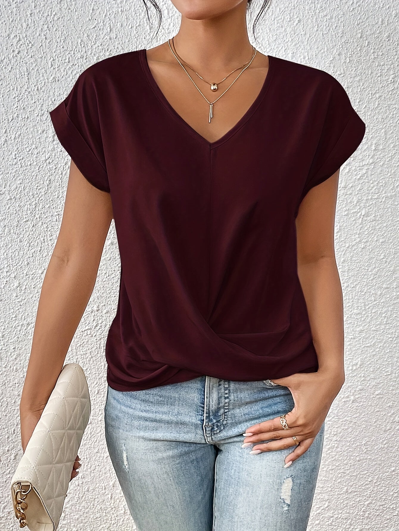 Tunika Shirt für Damen – Luftiges V-Ausschnitt Top für den Sommer