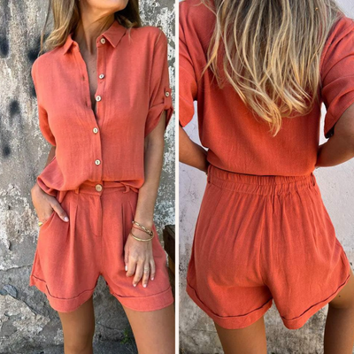 Sadie - Helles Leinen Kurz 2 Stück Set