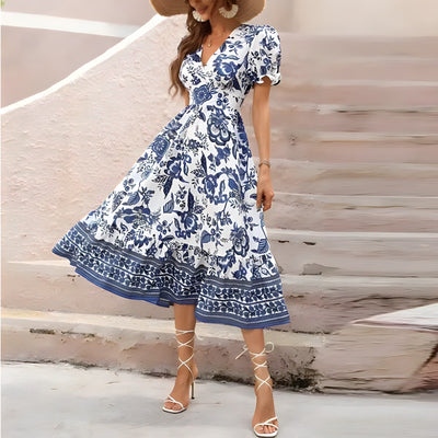 Blumenzauber Kleid | Eleganter V-Ausschnitt für romantische Anlässe
