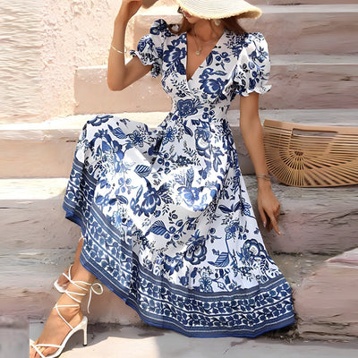 Blumenzauber Kleid | Eleganter V-Ausschnitt für romantische Anlässe